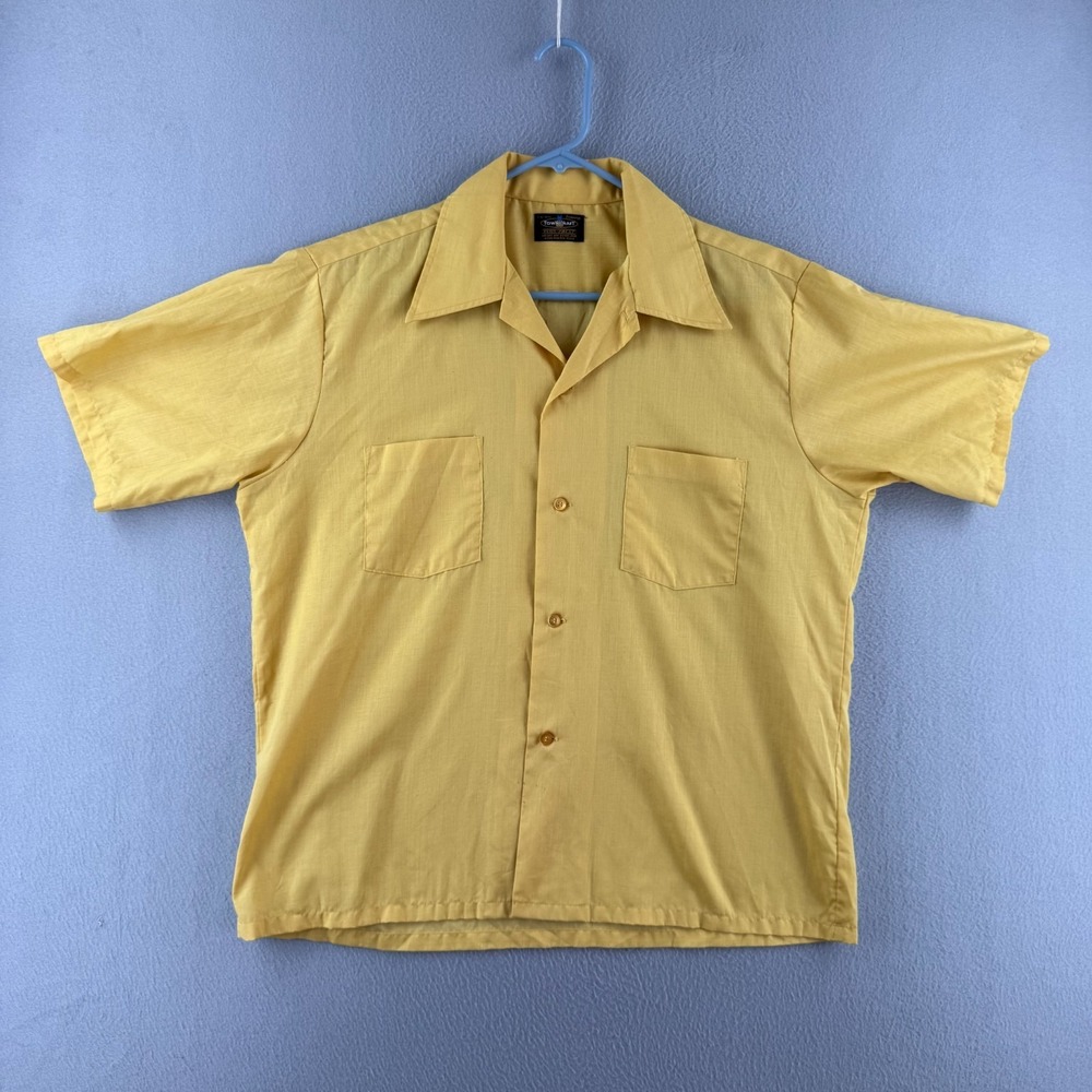 Vintage 60s Penneys Towncraft Shirt Mens Large Penn Prest Poly Blend Button Up